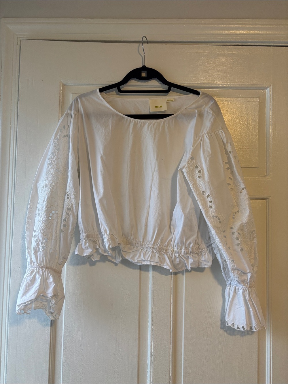 Anthropologie Maeve White Eyelet Peasant Blouse